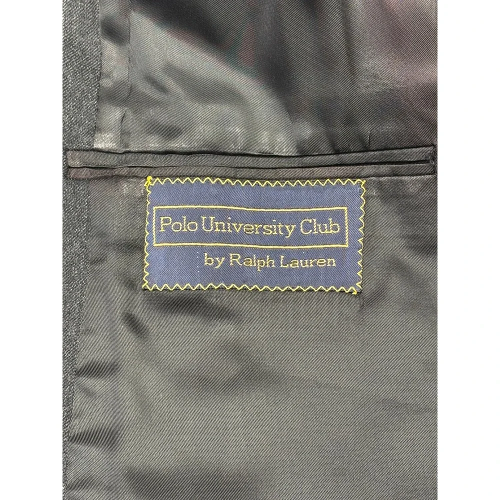 Vintage Polo University Club Ralph Lauren Pinstripe Wool Blazer Charcoal 44R‎